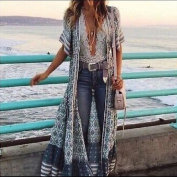 NEW! 5 STAR Boho Gypsy Button down Maxi Dress - Picture 6 of 6